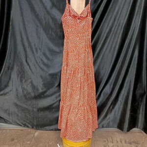 Summer dress spaghetti scrapped orange polka dot and open back
